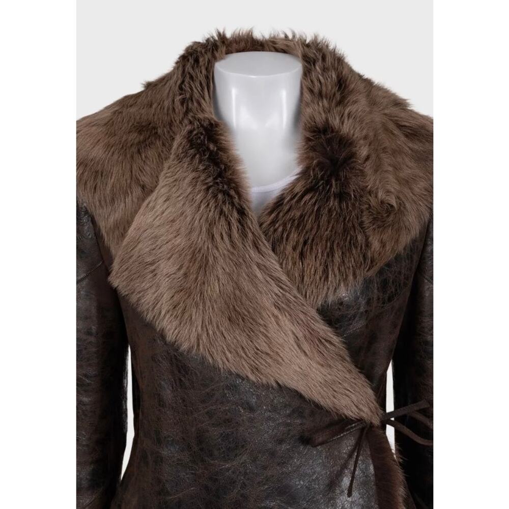 Max Mara Brown Shearling Sheepskin Coat - S - Picture 4 of 8